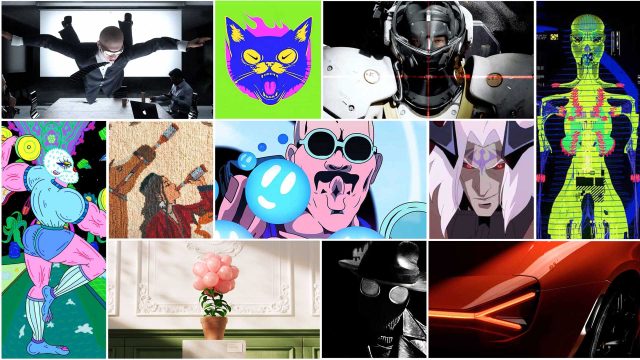 A collage of twelve diverse images featuring people, digital art, a robot, abstract figures, tech elements, flowers in a vase, and a close-up of a red car’s tail light—curated from the acclaimed Stash Permanent Collection and spotlighting creative highlights from the New Issue of Stash 179. Frame from Stash Magazine article.