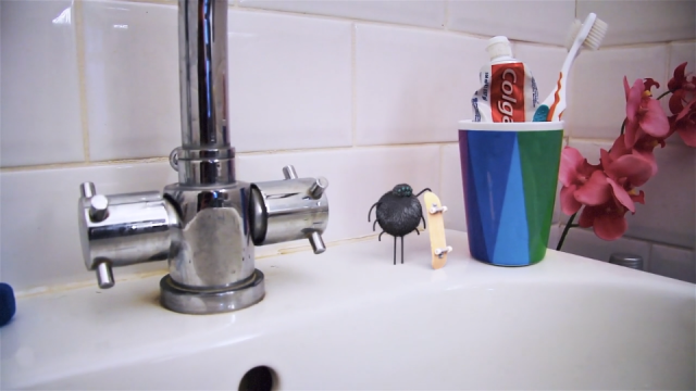 Skateboarding Spider_Bathroom Boarder | STASH MAGAZINE