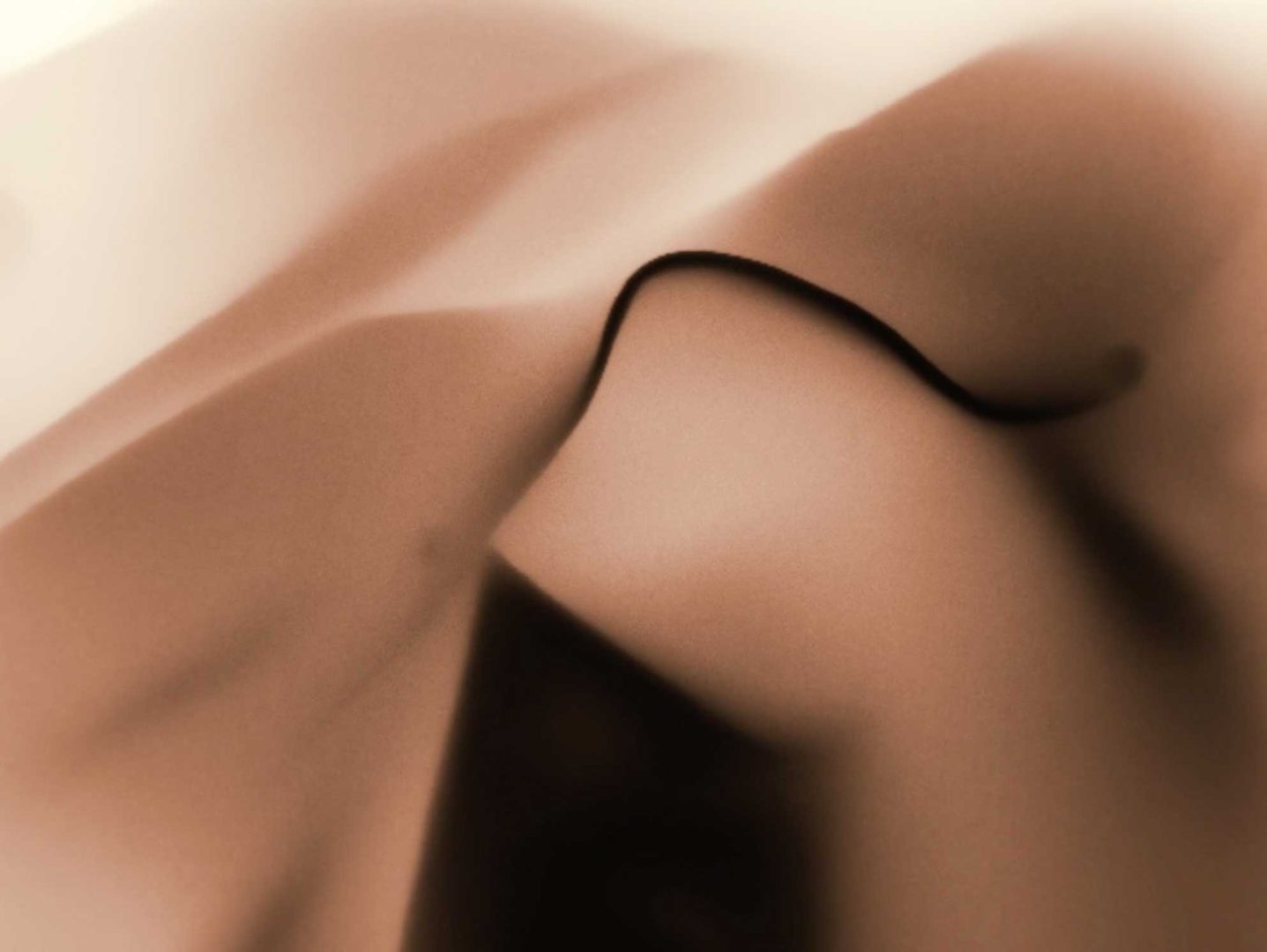 An abstract, soft-focus view of a desert sand dune with a dark, curved ridge line resembling the complex rhythm of a sonic studies cypher. Frame from Stash Magazine article.