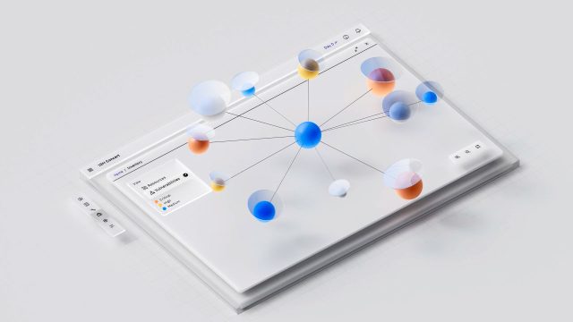 A digital illustration of a tablet interface displays a network diagram with colorful spheres and lines, representing data connections on a modern dashboard—ideal for visualizing relationships in software toolkits like IBM’s Tendril platform. Frame from Stash Magazine article.