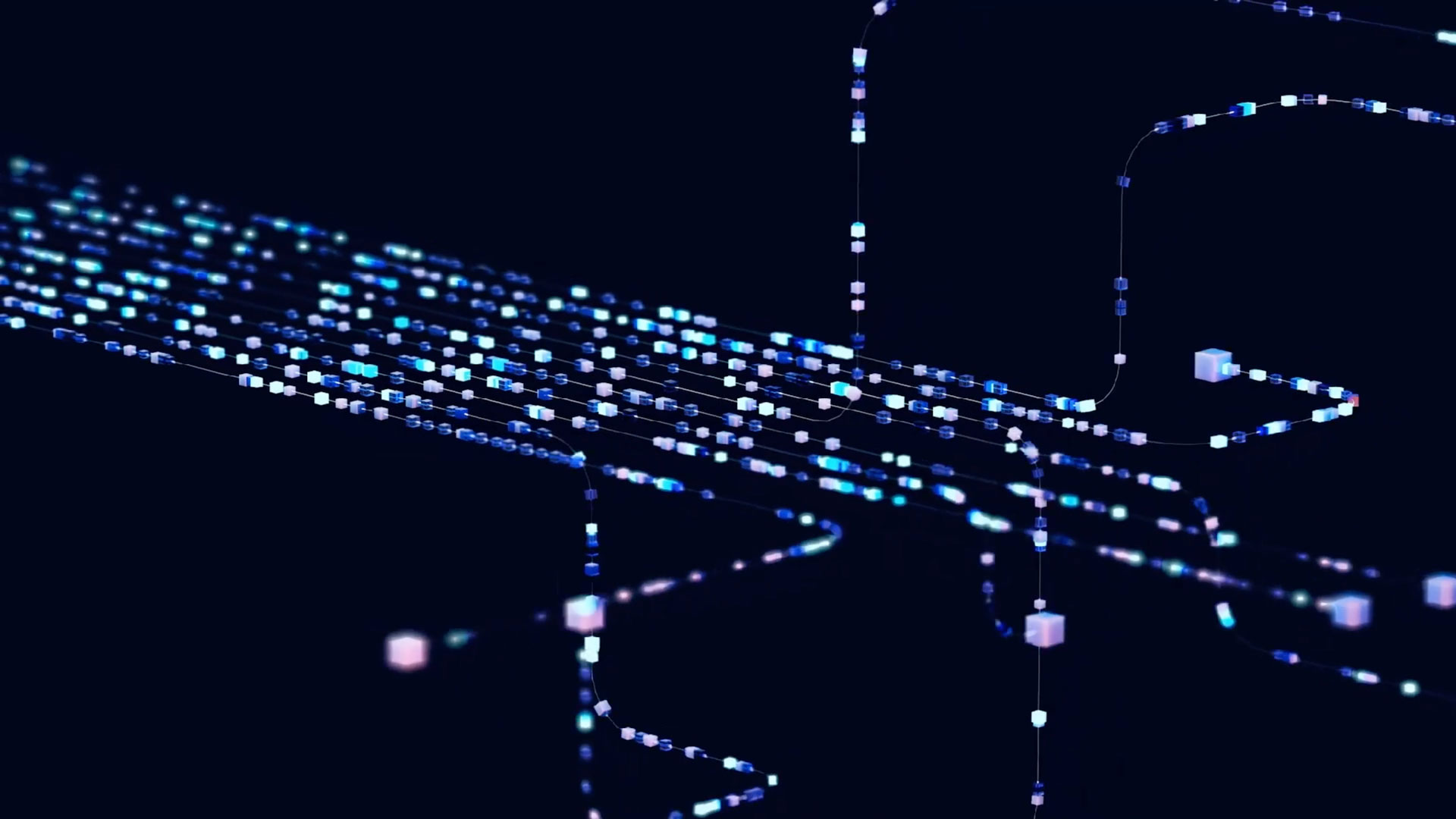 Abstract digital image showing glowing blue and white lines and dots connecting in a network pattern on a dark background, resembling a futuristic data flow or circuit diagram inspired by the dynamic energy of JetStream, with visual elements reminiscent of Wes Cockx’s innovative style. Frame from Stash Magazine article.