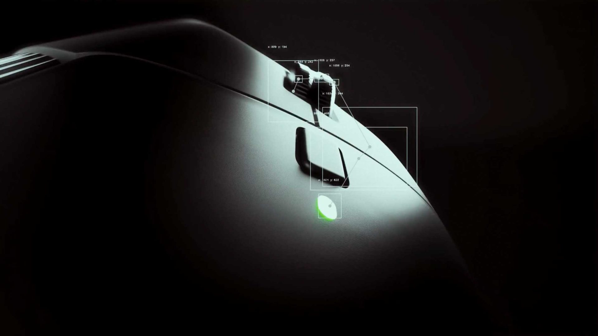 A close-up of a black Logitec MX Master 4 mouse with buttons and a scroll wheel, highlighted by digital overlay elements against a dark background. Frame from Stash Magazine article.