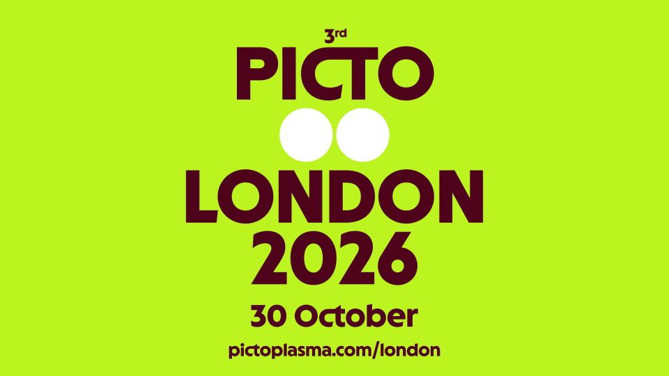 Text graphic for the 3rd Pictoplasma London 2026 event, taking place on 30 October. Visit pictoplasma.com/london for more information. Frame from Stash Magazine article.