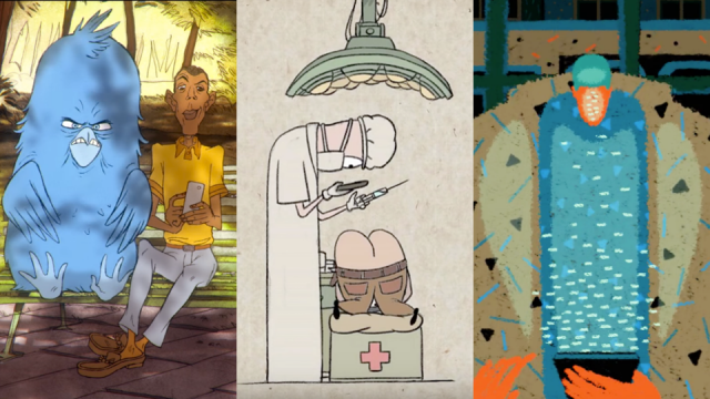 Three Animated Takes on Smartphone Zombies